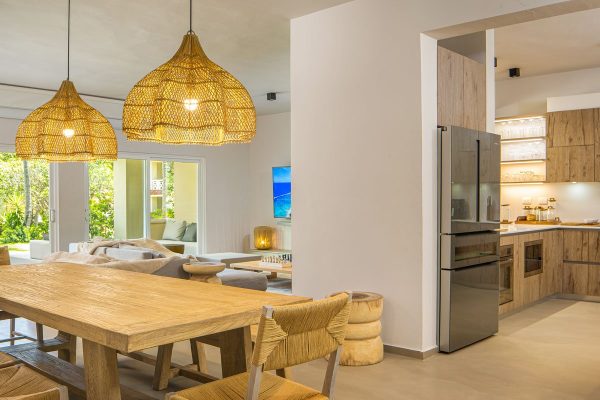 living area in beach side rental apartment in cabarete