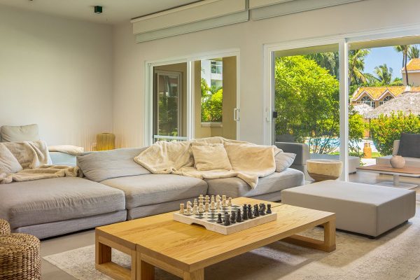 living area in beach side rental apartment in cabarete
